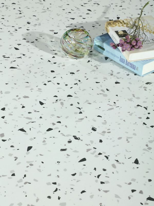 Arezzo White Terrazzo Click Vinyl Floor Tiles - 950x475mm