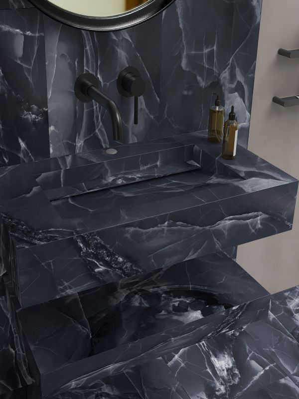 Black Onyx Sink and Shelf - 600mm / 750mm / 1000mm
