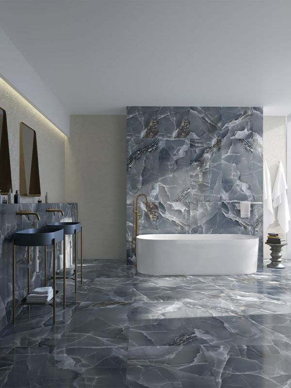 Blue Onyx Effect Porcelain Tiles - 1200x600mm