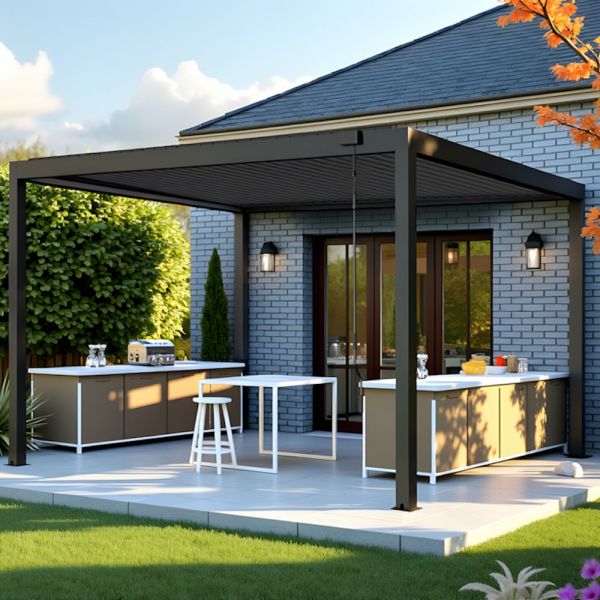 Carlisle Aluminium Free Standing Pergola in Graphite Grey - 3 x 3m / 3 x 4m
