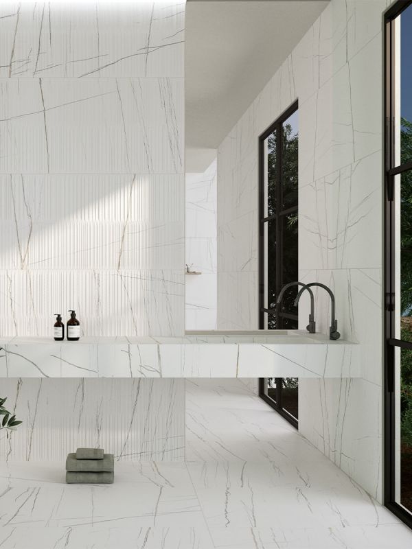Concept White Decor Porcelain Tile - 1200x600mm