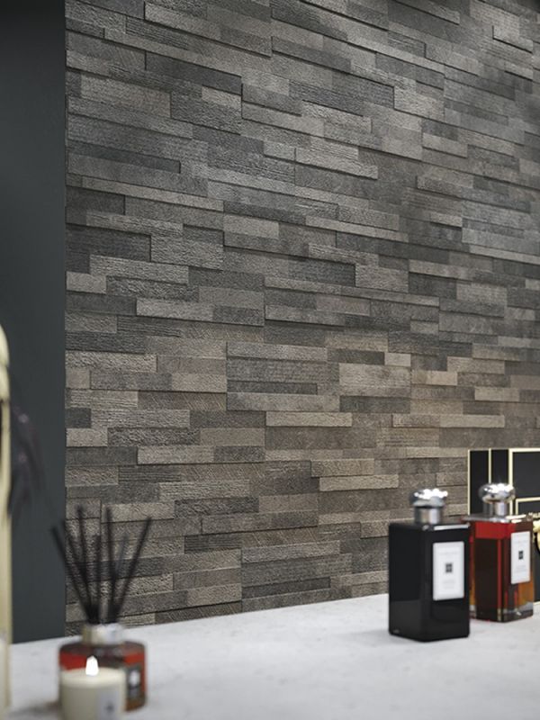 Dark Grey Split Face Effect Wall Cladding Tile - 150x610mm