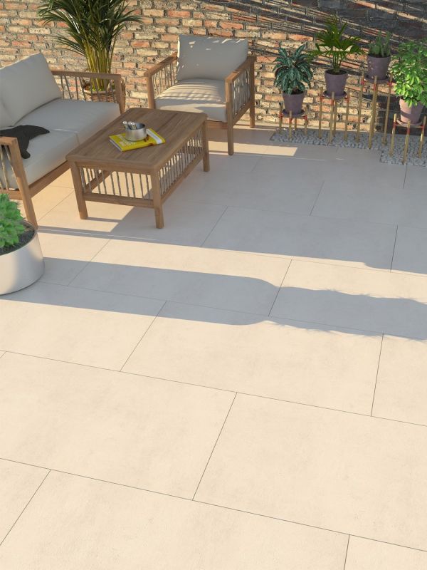 Eclipse Ivory Porcelain Paving Slabs -1200x600x20mm