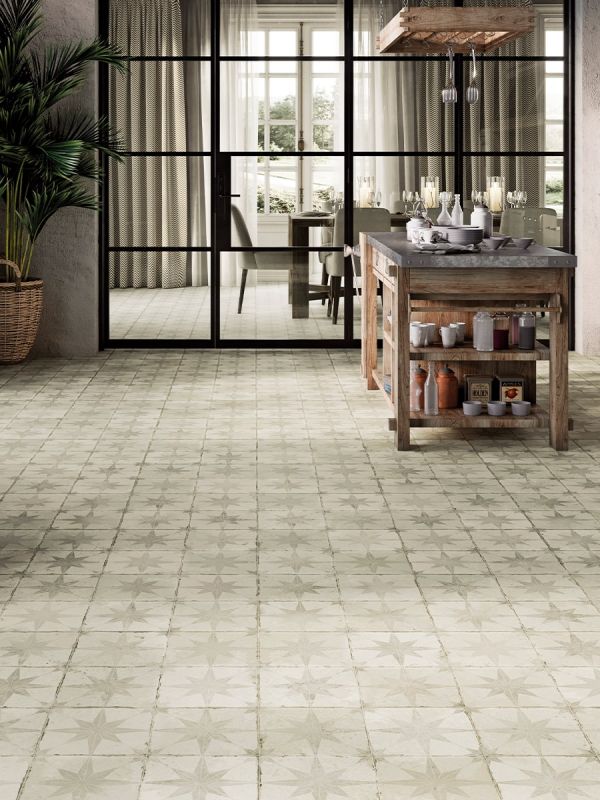 Estrella White Star Pattern Tile - 450x450x9.5mm
