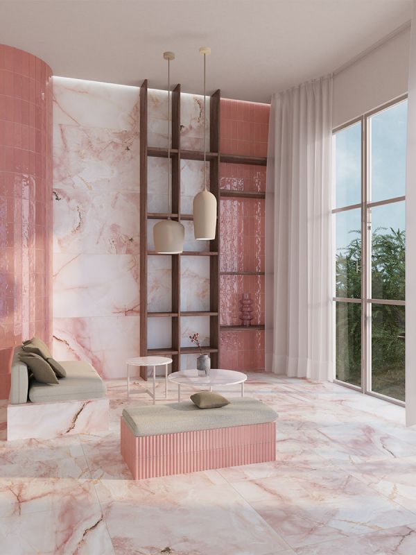 Eunoia Rosa Onyx Matt Tiles - 608x608mm
