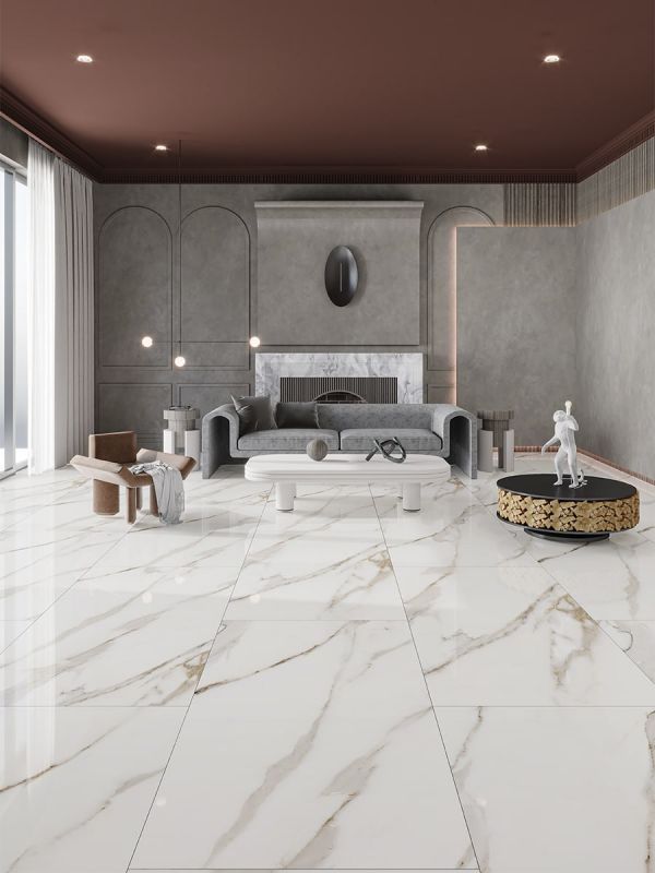 Gaios Marble Effect Polished Porcelain Tile - 1200x600mm
