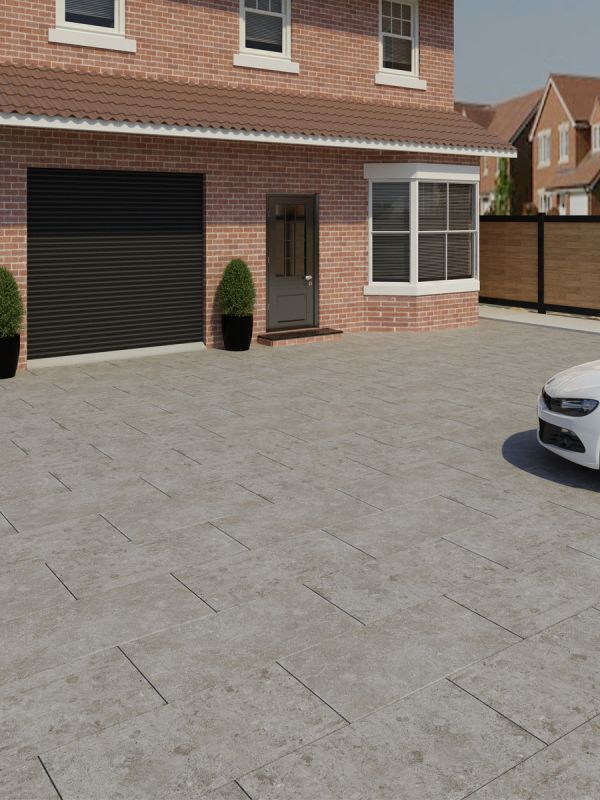 Lokeren Gris Driveway Porcelain Paving Slabs - 900x450x30mm