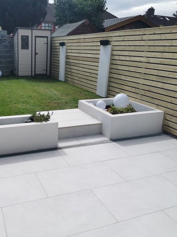 Luna White Virtue Vitrified Outdoor Porcelain Paving Slabs - 900x600x20mm