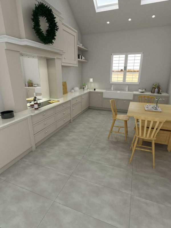Concrete Light Click Vinyl Floor Tiles - 935x465mm