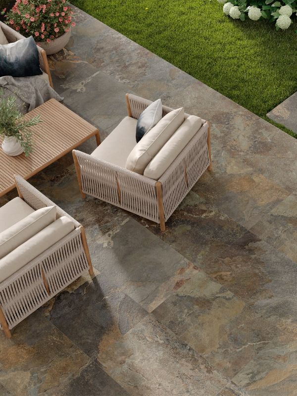 Multicolour Slate Outdoor Tiles - 600x600x20mm