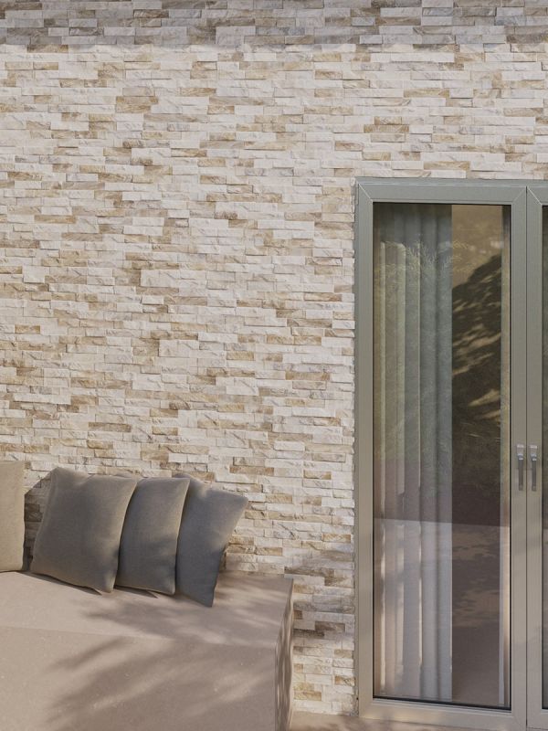 Ordino Beige Split Face Wall Tile - 80x442mm