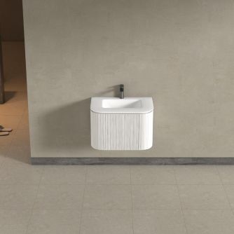 Kensington White Wall Hung Rectangular Basin Fluted Bathroom Vanity Unit - 750mm
