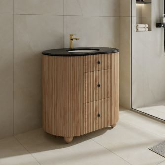 Soul Black Marquina Marble Top & Solid Wood Freestanding Vanity - 900mm
